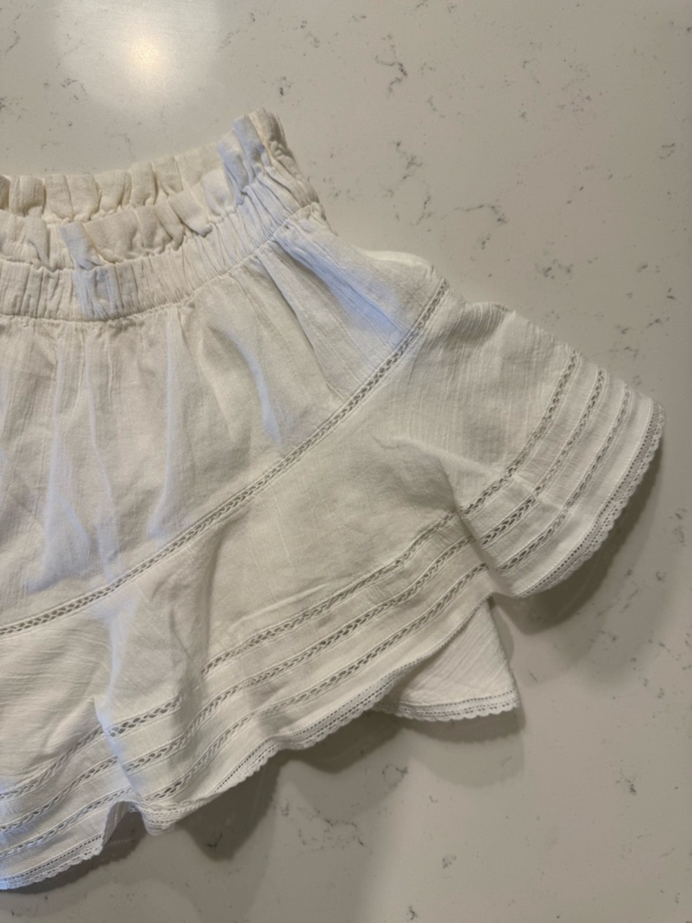Aerie White Flowy Ruffle Shorts Small Petite Boho Lounge Summer - Picture 6 of 7